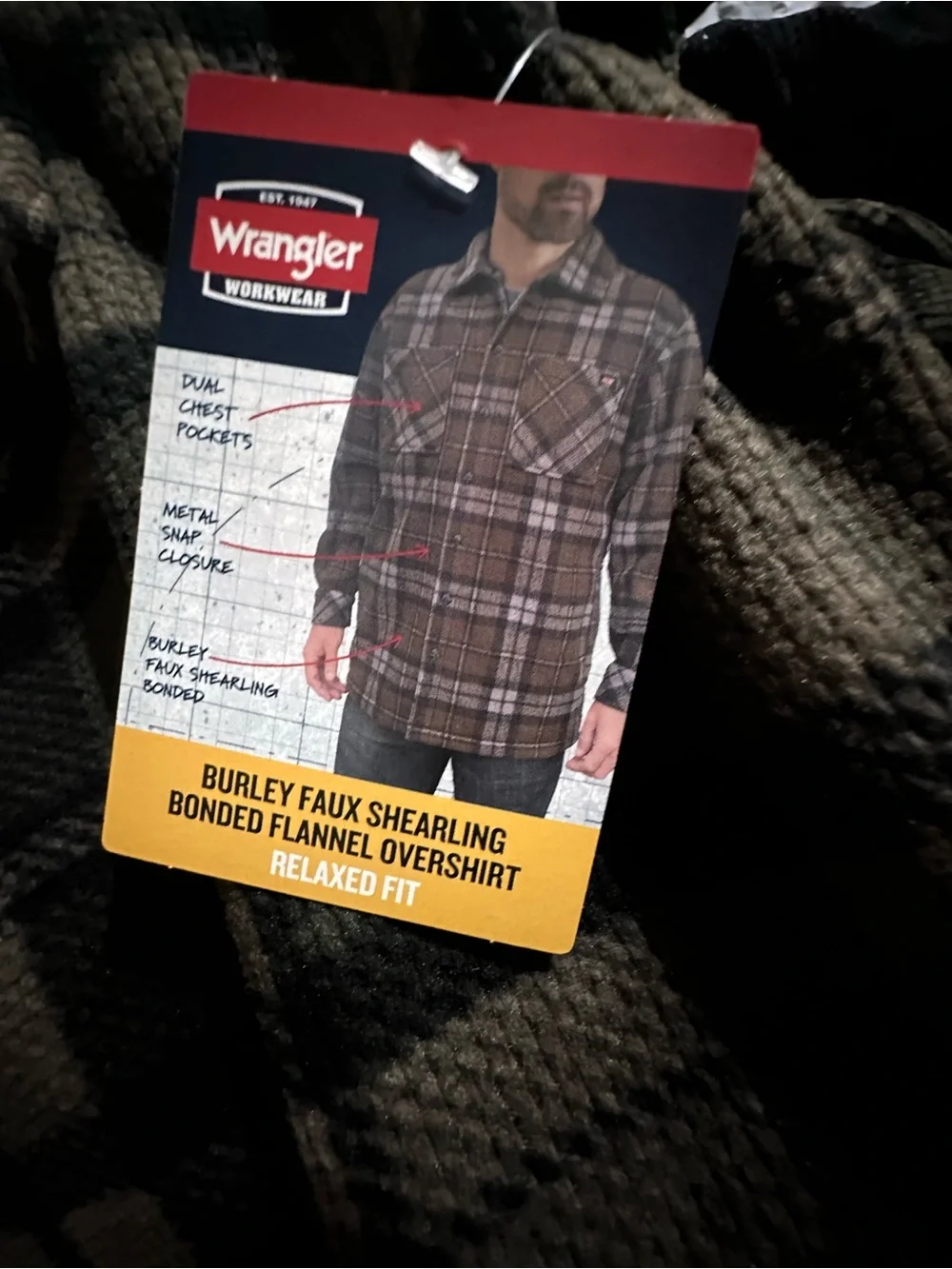 Wrangler Burley Faux Shearling Bonded Flannel Overshirt